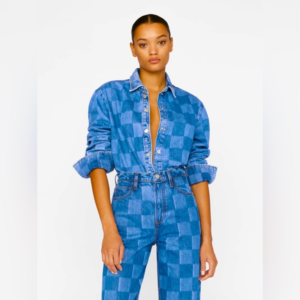FRAME Oversized Checked Denim Shirt in Indigo 💙